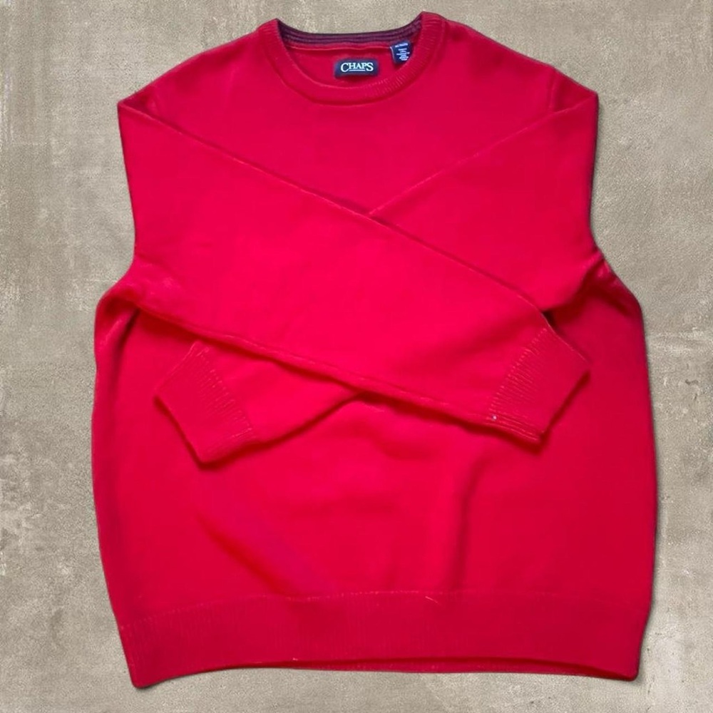 Vintage Chaps Red Crewneck Sweater Men’s XL Classic Knit Pullover